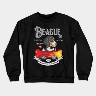 Tri-Color Beagle in Bone Flame Car Crewneck Sweatshirt